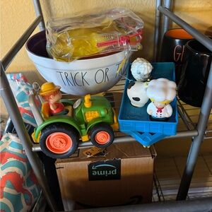 Green Tractor and Blue Trailer Toy Set